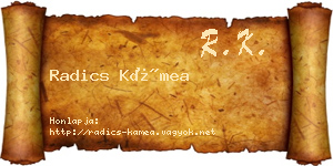 Radics Kámea névjegykártya